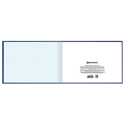 Книга учёта "Brauberg", 160л, А4, клетка, горизонтальная, обложка бумвинил, твёрдый переплёт, синяя