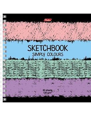 Скетчбук "Hatber", 80л, А5, без линовки, твёрдая обложка, на гребне, серия "Simply Colours"