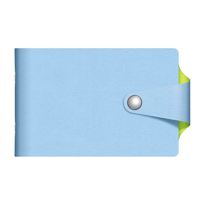 Визитница "Hatber", 70x120мм, 12 карманов, на кнопке, серия "Vivella Bicolour", голубо-салатовая
