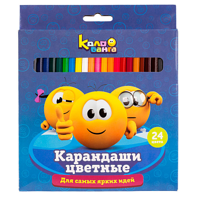 Карандаши "Hatber VK", 24 цвета, серия "Веселые смайлики", в картонной упаковке