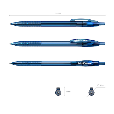 Ручка шариковая автоматическая "Erich Krause R-301 Original Matic", 0,7мм, синяя, синий тонированный корпус