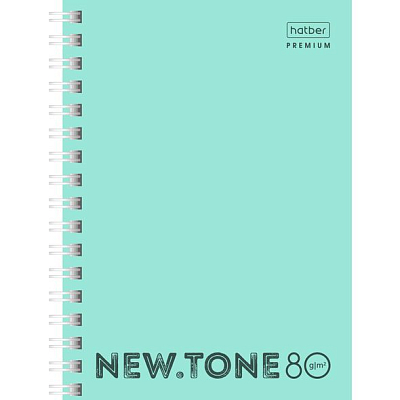 Записная книжка "Hatber Premium", 80л, А6, клетка, обложка пластик, на гребне, серия "NewTone Pastel - Мята"