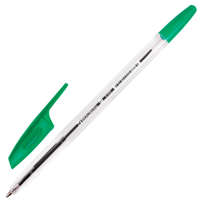 Ручка шариковая "Brauberg X-333", 0,7мм, зелёная, прозрачный корпус
