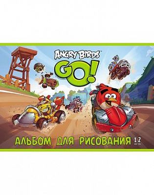 Альбом для рисования "Hatber", 12л, А4, на скобе, серия "Angry Birds - Go"