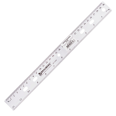 Линейка пластиковая "Brauberg Crystal", 30см, прозрачная