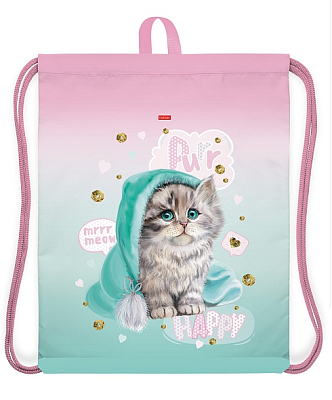 Мешок для обуви "Hatber", 41х49см, 1 отделение, с петлёй для подвеса, серия "Милый котик"