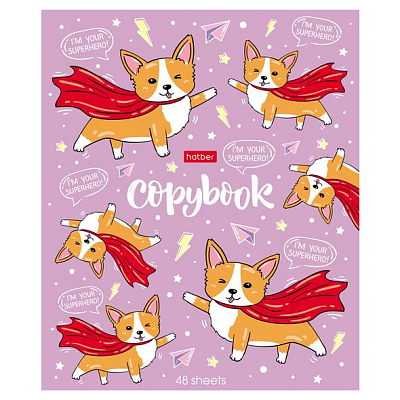 Тетрадь "Hatber Eco", 48л, А5, клетка, на скобе, серия "Забавные корги"