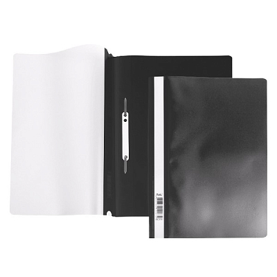 Папка-скоросшиватель пластиковая "Hatber", А4, 140/180мкм, прозрачный верх, чёрная