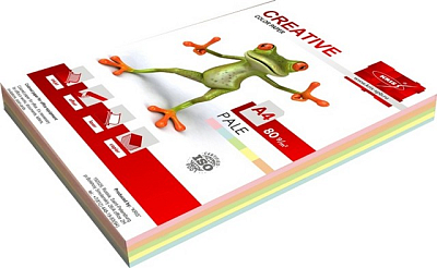 Бумага цветная для печати "Kris Creative" А4, 80г/м2, 250л, тон пастель, ассорти 5 цветов