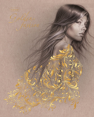 Тетрадь "Hatber", 96л, А5, клетка, 3D фольга, ламинация, на скобе, серия "Golden Lady"