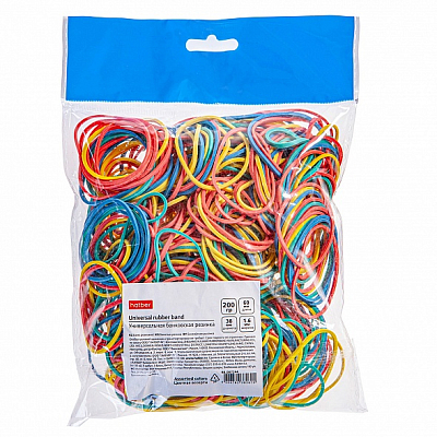 Банковская резинка для денег "Hatber", 200гр, 60мм, каучук, цветная, в пакете