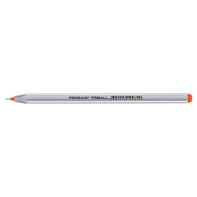 Ручка шариковая "Pensan Triball", 1мм, оранжевая, трёхгранный серебристый корпус