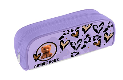 Пенал "Hatber", 210х80х40мм, мягкий, на молнии, серия "Пушистый мишка"