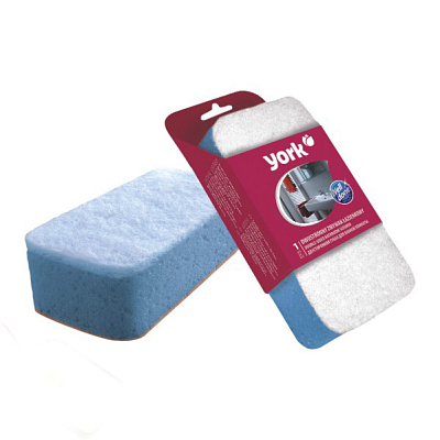 Губка для уборки дома "York", универсальная, 13,5x7x4,3см, бело-голубая, 1 штука в упаковке