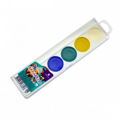 Краски акварельные медовые "BG" 6 цветов "Карамельный домик", пластмассовая упаковка