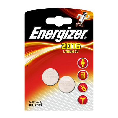 Батарейка "Energizer Lithium", CR2016, 3V, 2 штуки в блистере