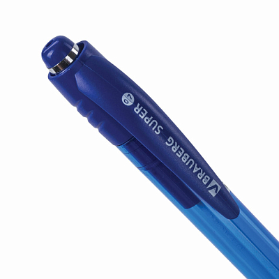Ручка шариковая автоматическая "Brauberg Super", 0,7мм, синяя, резиновый грип, синий корпус