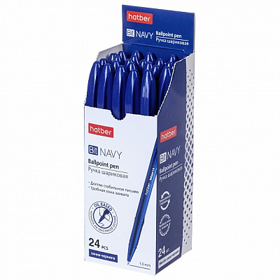 Ручка шариковая "Hatber Bit", 1мм, синяя, чернила на масляной основе, синий тонированный корпус