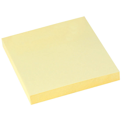 Бумага для заметок "Brauberg", 76x76мм, 100л, жёлтая, пастельная, клеевой край, в пакете