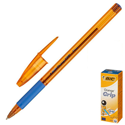 Ручка шариковая "Bic Orange Grip", 0,8мм, синяя, тонированный корпус