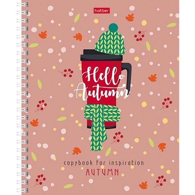 Тетрадь "Hatber", 48л, А5, клетка, ламинация, тиснение, на гребне, серия "Hello, Season"