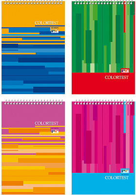 Блокнот "BG", 80л, А6, клетка, на гребне, серия "Color Test"