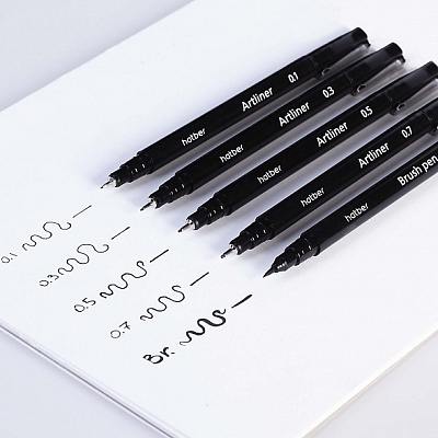 Набор линеров "Hatber Noir Нуар Terra Colora", 0,1/0,3/0,5мм, чёрные, 3шт в прозрачном ПВХ-боксе