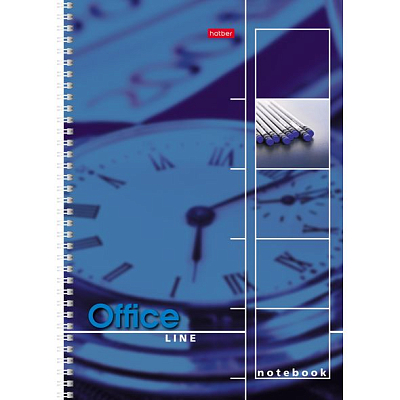 Тетрадь "Hatber", 80л, А4, клетка, лак, на гребне, серия "Office Line"