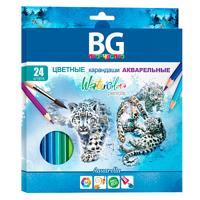 Карандаши акварельные "BG", 24 цвета, серия "Aquarella", в картонной упаковке