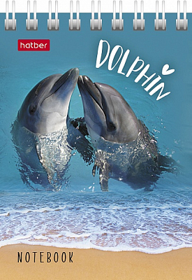 Блокнот "Hatber", 40л, А7, клетка, обложка мелованный картон, на гребне, серия "Подводный мир"