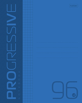 Тетрадь "Hatber", 96л, А5, клетка, пластиковая обложка, на скобе, серия "Progressive - Синяя"