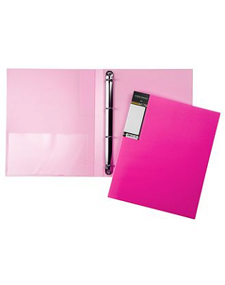 Папка пластиковая "Hatber HD", А4, на 4-х кольцах, 700мкм, корешок 25мм, серия "Diamond Neon - Розовая"