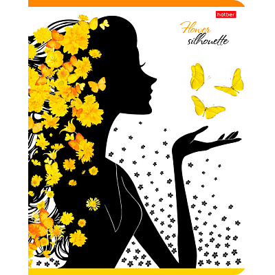 Тетрадь "Hatber", 48л, А5, клетка, блёстки, на скобе, серия "Силуэты"