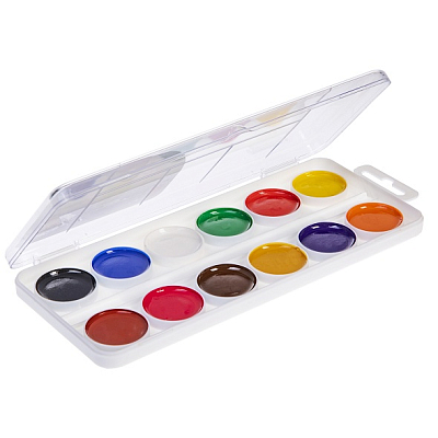 Акварель медовая полусухая "Hatber", 12 цветов, без кисти, серия "Colora", пластиковый пенал