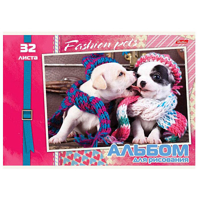 Альбом для рисования "Hatber", 32л, А4, на скобе, серия "Fashion pets"