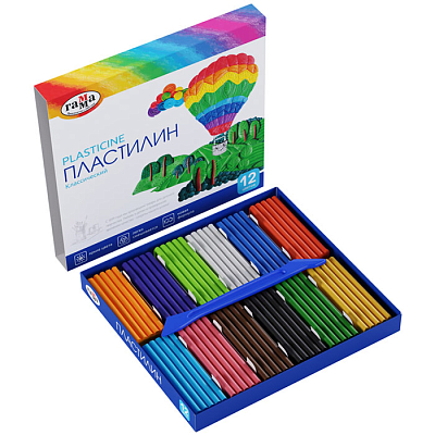 Пластилин "Гамма", 12 цветов, 240гр, стек, серия "Классический", картонная упаковка