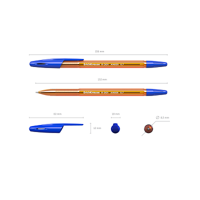 Ручка шариковая "Erich Krause R-301 Amber Stick", 0,7мм, синяя, оранжевый тонированный корпус