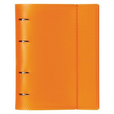 Тетрадь "Hatber", 120л, А5, клетка, на 4-х кольцах, пластиковая обложка, на резинке, серия "Diamond - Оранжевая"