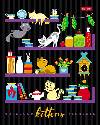 Тетрадь "Hatber", 48л, А5, клетка, лак, на скобе, серия "На книжных полках"