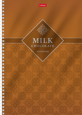 Тетрадь "Hatber", 96л, А4, клетка, лак, металлизация, на гребне, серия "Chocolate"