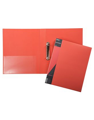 Папка пластиковая "Hatber", А4, на 2-х кольцах, 700мкм, корешок 40мм, серия "Standard - Красная"