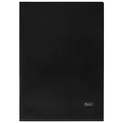 Папка-уголок пластиковая "Hatber", А4, 180мкм, непрозрачная, чёрная