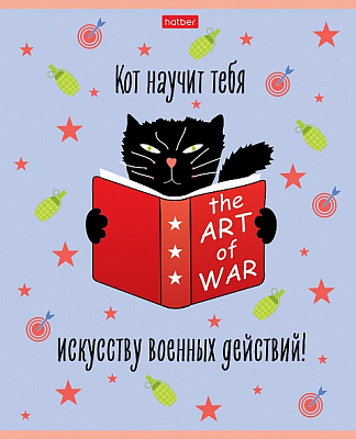 Тетрадь "Hatber", 40л, А5, клетка, на скобе, серия "Любить кота"