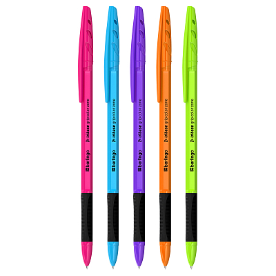 Ручка шариковая "Berlingo Tribase Grip Color Zone", 0,7мм, синяя, чернила на масляной основе, резиновый грип, цветной корпус