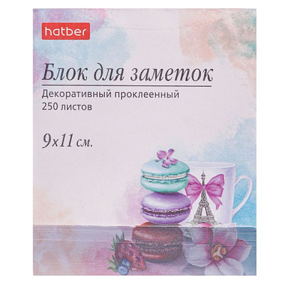 Бумага для заметок "Hatber Macaroons", 90x110мм, 300л, косой срез, проклеенная, в плёнке