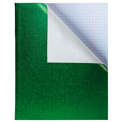 Тетрадь "Hatber", 96л, А5, клетка, обложка бумвинил, на скобе, серия "Metallic - Зелёная"