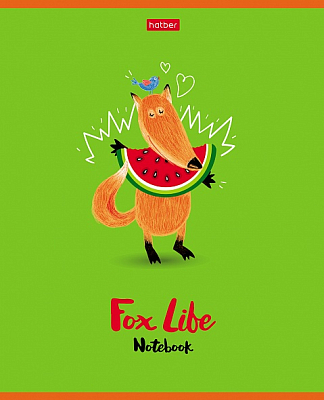 Тетрадь "Hatber", 48л, А5, клетка, лак, на скобе, серия "Funny Fox"