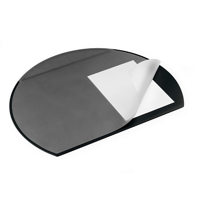Настольное пластиковое покрытие "Durable", 65x52см, полукруглое, прозрачный верхний слой, чёрное