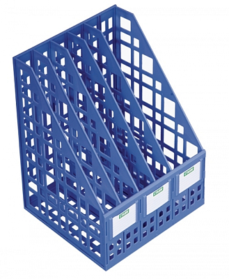 Лоток пластиковый вертикальный для документов А4 "Стамм", 295x250x245мм, 5 отделений, сборный, синий