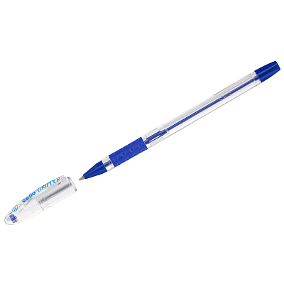 Ручка шариковая "Cello Gripper I", 0,5мм, синяя, чернила на масляной основе, резиновый грип, прозрачный корпус
